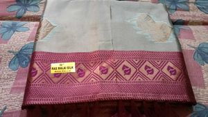 Brand New Grey Silk Saree with Maroon Border