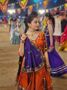 Beautiful orange &amp; Purple Lehenga Choli Set