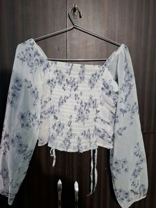 Floral Print Sheer Long Sleeve Top