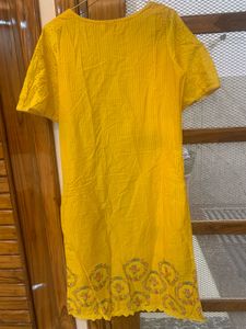 Yellow Embroidered Kurti