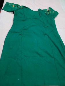 Embroidered Green Kurta Set