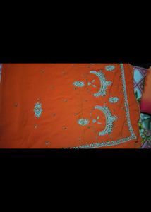 Vibrant Orange Embellished Saree