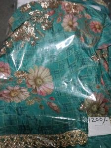 Teal Floral Kurta Set with Dupatta
