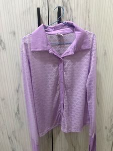 Light Purple Textured Button-Up Shirt