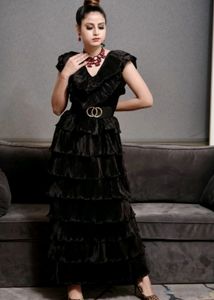 Black Tiered Ruffle Gown