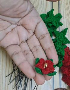 Handmade Red Flower Hair Bun Clips