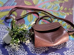 Chic Brown Croc Embossed Handbag