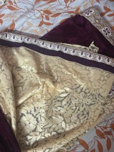 Elegant Burgundy Velvet Saree with blouse