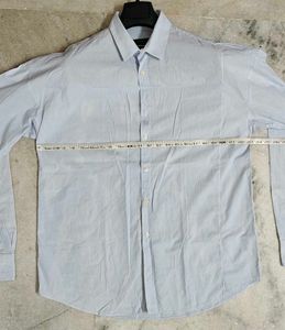ZARA Men's Light Blue Striped Dress Shirt