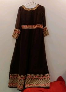 Elegant Embroidered ethnic gown with pant dupatta