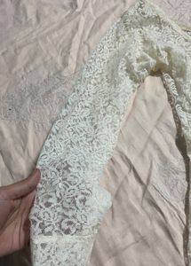 Full Elegant White Lace Dress