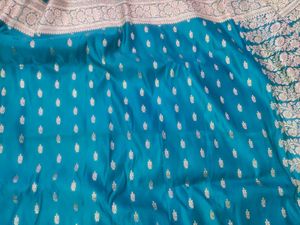 Beautiful Teal Banarasi Silk Saree