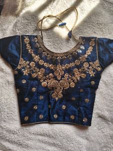 Embroidered Navy Blue Blouse
