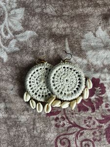 Handmade Boho Crochet Earrings with Cowrie Shells
