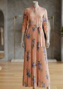 Peach Floral Print Maternity Gown