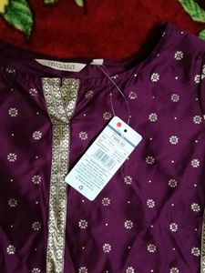 Stylish Purple Kurti with White Polka Dots