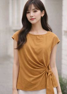 Stylish Mustard Knot Detail Top