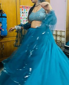Stunning Teal Blue Lehenga Choli Set