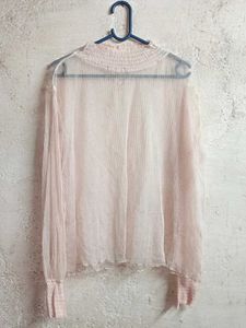 Sheer Bell Sleeve Blouse Top Oversized