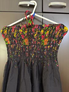 Boho Floral Smocked Halter Dress