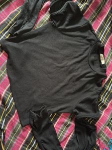 Ribbed Black Long Sleeve Top
