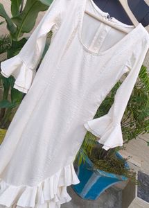 Cream Ruffled Maxi Dress