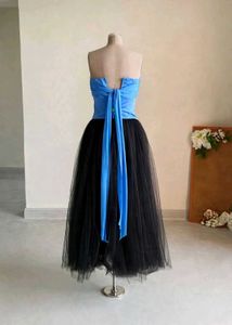 Chic Blue Corset &amp; Black Tulle Skirt Set