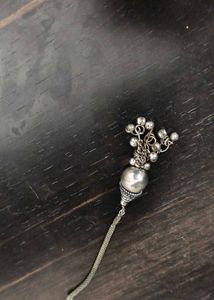 Unique Oxidized Silver Necklace Set and borla head