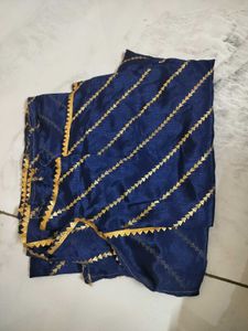 Elegant Blue & Gold Striped Dupatta