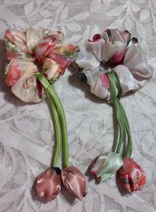 Floral Scrunchies with Tulip Charms