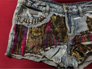 Boho Patchwork Denim Shorts