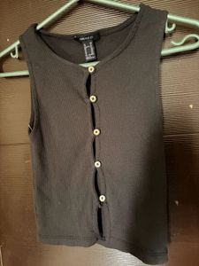 Ribbed Button-Up Tank Top