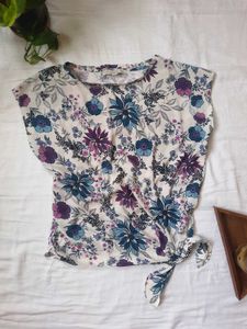 LOFT Floral Front-Tie Top