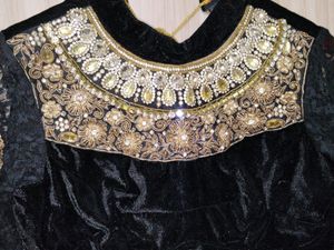 Black Full Sleeve Velvet Blouse (Women's)