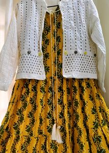 Yellow Kurti With Coat