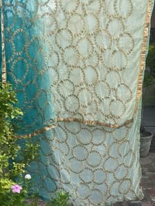 Beautiful Teal Embroidered Dupatta