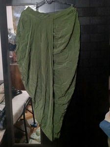 Olive Green Dhoti Style Skirt