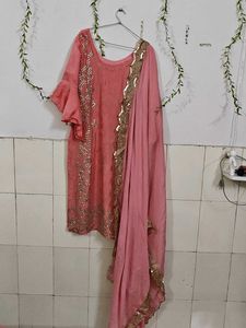 Elegant Pink Party Wear Umbrella Palazzo Suit
