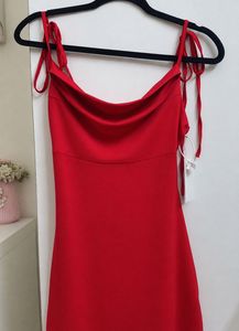 Urbanic Stunning Cowl Neck Red Slip Dress