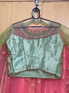 Sea Green And Peach Designer Lehanga