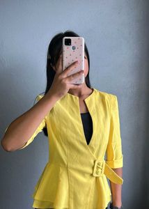Bright Yellow Peplum Jacket