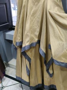 Raw Silk Fully Flair Zigzag Pattern Gown