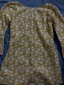 Yellow Floral Print Kurta