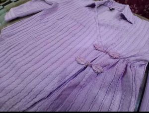 Lavender Textured Wrap Top