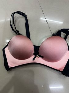 Stylish Pink &amp; Black Padded Bra