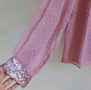 🩷 Rose Gold (Pink) Vintage Style Cuff Sleeves Top