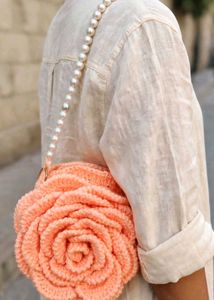 Chic Rose Crochet Crossbody Bag
