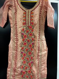 Women Peach Color Stiched Suit