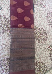 Elegant Deep Wine &amp; Teal Blue Silk-Blend saree