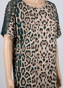 Leopard Print Lace Sleeve Top